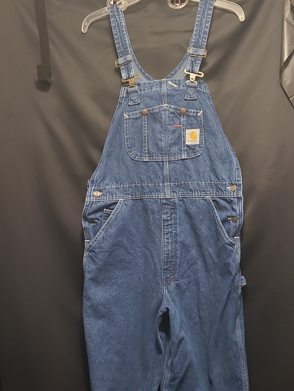 Vintage Carhartt R07 DST Overalls 34x30 Dark Stone Denim Bib Workwear 2006